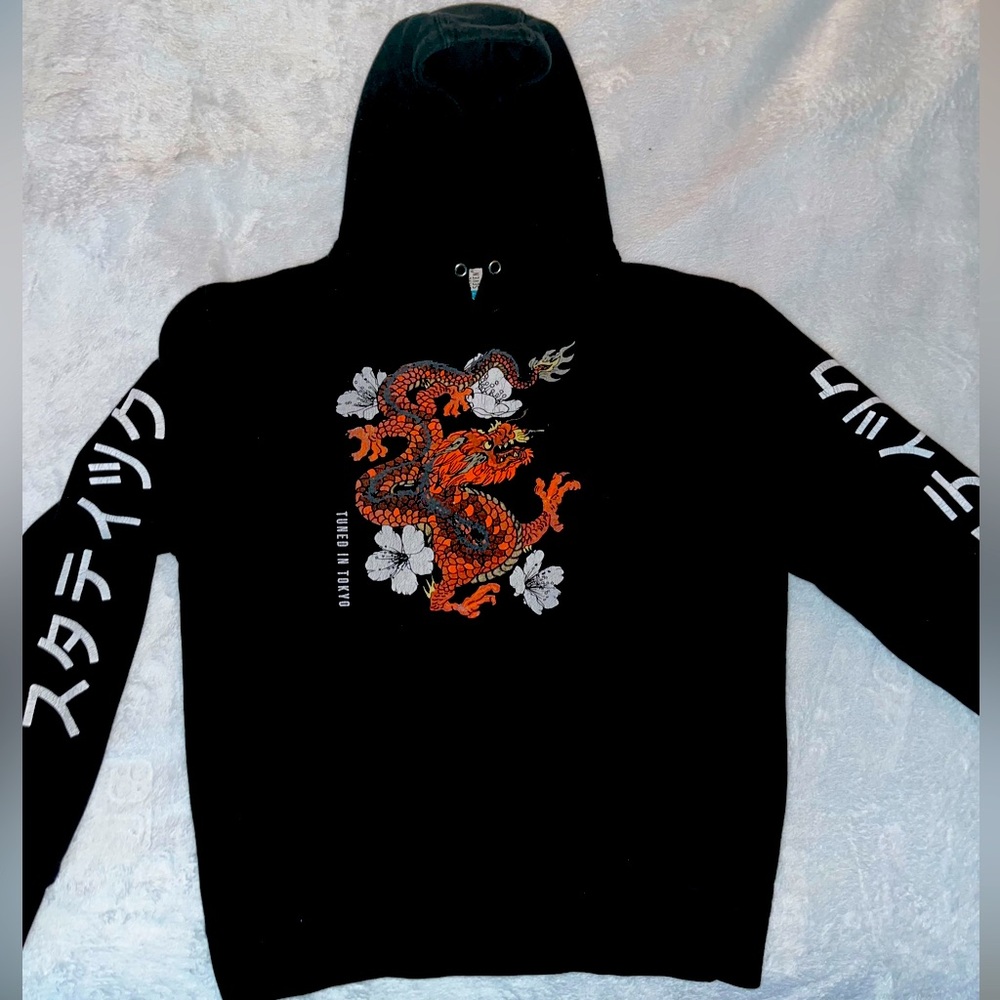 Tuned in tokyo black vintage hoodie